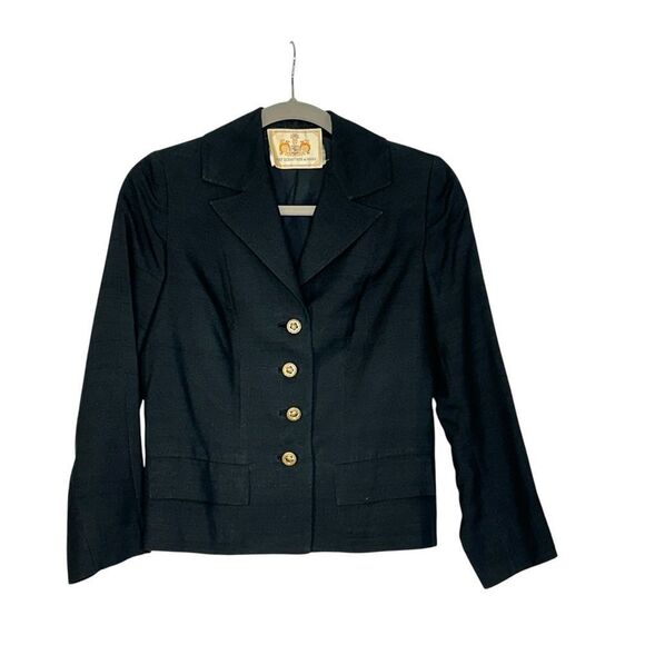 Vintage 1940’s Black Silk Military Style Cropped Jacket | Size M - Picture 1 of 8